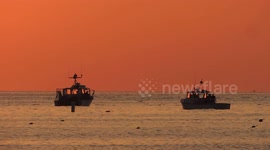 Lobster Boats Hauling Traps In Massachusetts