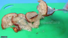 Science YouTuber shows off hydrochloric acid completely melting bread