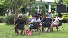 Relaxing music in a garden park during pandemic in Thailand.