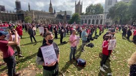 Events industry workers staged a silent protest at London’s Parliament Square