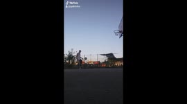 Between legs catch + dance with ball trickshot