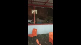 Watch as storm tears through cafe district of Turkish town blowing away chairs and tables