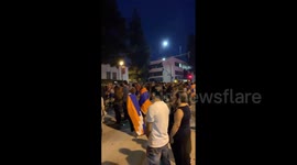 Protest Against Azerbaijan Over Nagorno-Karabakh clashes Outside Burbank City Hall in Los Angeles