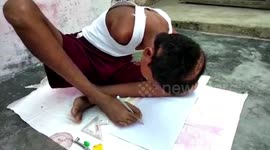 Disabled teenager draws symbolic portrait demanding justice for sexually abused victim in northern India
