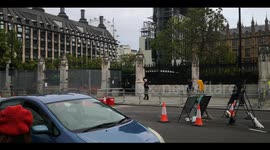 Protesters cheer Desmond Swayne as he arrives in parliament ahead of vote on renewal of Coronavirus Act