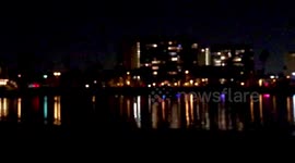 Blood Red Harvest Moon Rising over Marina del Rey in Los Angeles