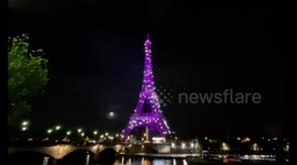France: Eiffel Tower Illuminated In Pink For Breast Cancer Awareness