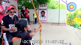 Four-year-old Indian girl claims record for most arrows shot at swinging target