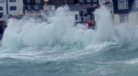 Storm Alex batters Cornish coast with 20ft waves