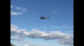 Marine One carrying President Trump leaves from White House to hospital