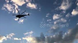 Marine One carrying President Trump leaves from White House to hospital