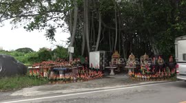Bizarre Buddhist shrine made of hundreds of statues of roosters