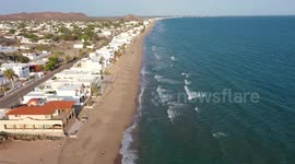 Aerial view of Kino or Kino Bay, Sonora, Mexico