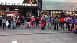 WIDE AWAKES EVENT IN TIMES SQUARE IN NEW YORK CITY. Saturday, October 3, 2020