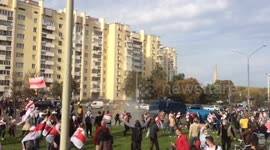 Minsk demonstrators jeer as police deploy water cannons on another day of protests