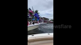 Trump supporters hold boat rally in Florida in support of the President fighting COVID19