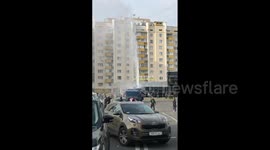Water cannon breaks down during protest in Minsk, Belarus