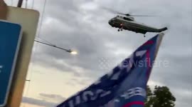 Marine One lifts off from Walter Reed hospital with President Trump