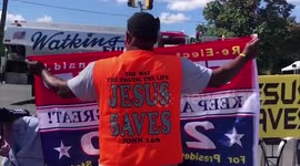 Trump supporters gather outside military hospital for the President