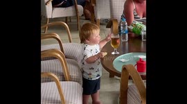 Little Kid Trying To Handle Beer Glass, Fail