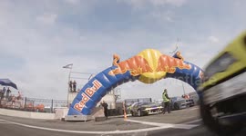 FPV drone getting hit at full speed by a drifting car