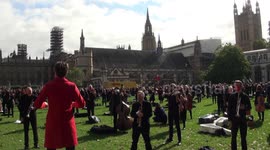Musicians played to protest British government outside Houses of Parliament