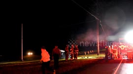 Roll over accident with power lines down