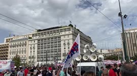 Athens demonstrators hold moment of silence for victims of fascism following Golden Dawn guilty verdict