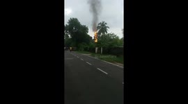 Fire seen burning after fuel pump explodes in Odisha, India