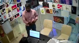 Raging husband caught on CCTV stabbing wife in southern India