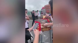 Chinese woman sells braised goose on highway after getting stuck in traffic