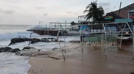 Hurricane Delta waves crash into the Cayman Islands