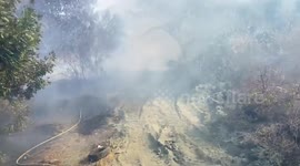 Firefighter battles Swarthout Fire in California