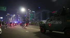 Chaos in Indonesia as tear gas used to disperse protests against government's jobs laws