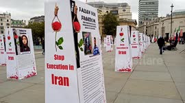 Photo exhibition outside National Gallery depicting the cruel executions in Iran