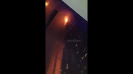 Dubai Torch Tower on fire