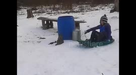 Girl having sled problems