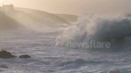 Giant swells hit Cornwall, UK