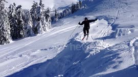 Ski jump fail in Romania