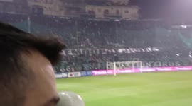 Panathinaikos - Olympiakos 2-1 22/02/14 firework hit dugout GATE 13