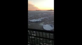 Hudson River frozen over
