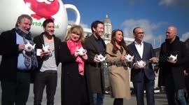 Celebrities at photocall for Comic Relief in Trafalgar Square