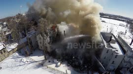 Huge house fire captured by drone after heroic rescue