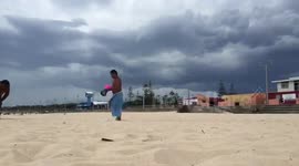 Storm clouds approach Maroubra beach, Sydney