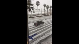 Hail brings traffic to a standstill in LA