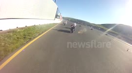 Motorcycle Crash Extremely Near Miss