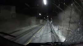 Flying pole smashes driver's windscreen