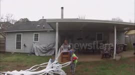 Grandad fires at grandson with toilet paper gun
