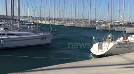 Broken pier in marina