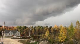 Autumn storm over quarry and fall colours